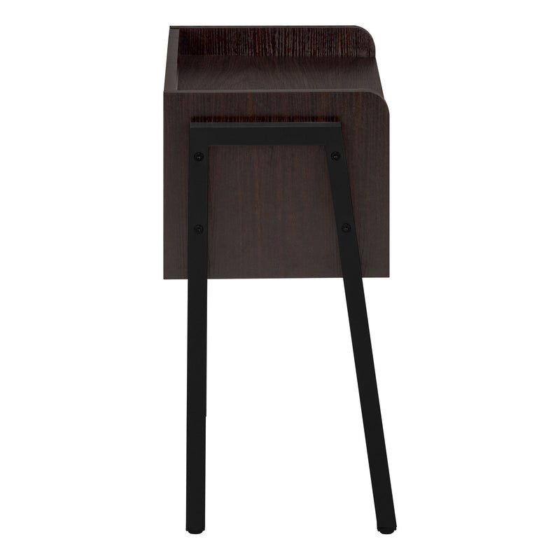 Rectangular Accent Table With Black Metal Legs - Espresso