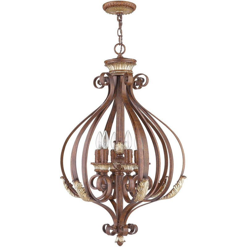 33" Six Light Dimmable Chandelier With Shades - Bronze