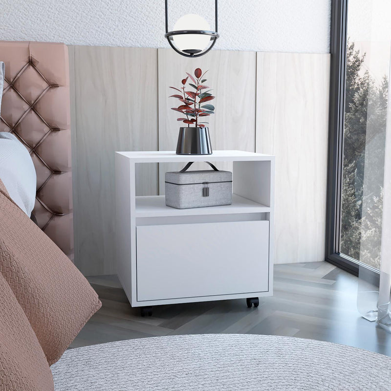 Wood One Drawer Nightstand (518157) - White