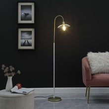 Load image into Gallery viewer, Arched Floor Lamp With Gold Metal Cage Shade - Gold
