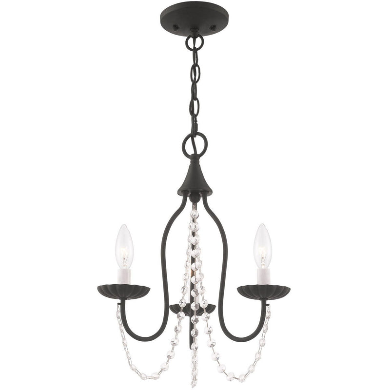 17" Three Light Dimmable Chandelier With Shades - Black