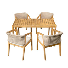 Load image into Gallery viewer, Outdoor Dining Set 1 Table 4 Chairs (Set of 5) - Teak / Beige
