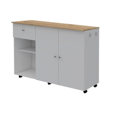 Load image into Gallery viewer, 54" Rolling Kitchen Island With Storage - White / Natural
