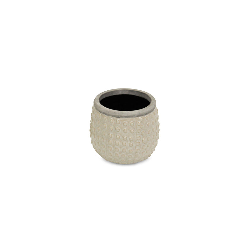 Dotted Round Pot Planter - Beige / Gray