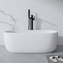 Load image into Gallery viewer, Freestanding Bathtub Resin Stone Soaking Bathtub Solid Surface Modern Tubs With Overflow And Pop-Up Drain - Matte White
