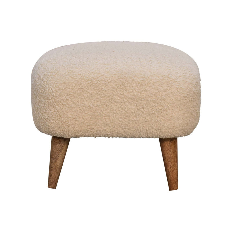 Boucle Round Footstool (723456) - Beige / Brown