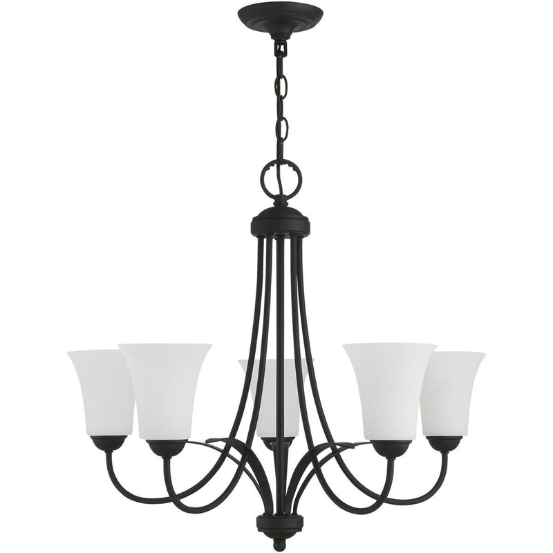 22" Five Light Dimmable Chandelier With Shades - Black
