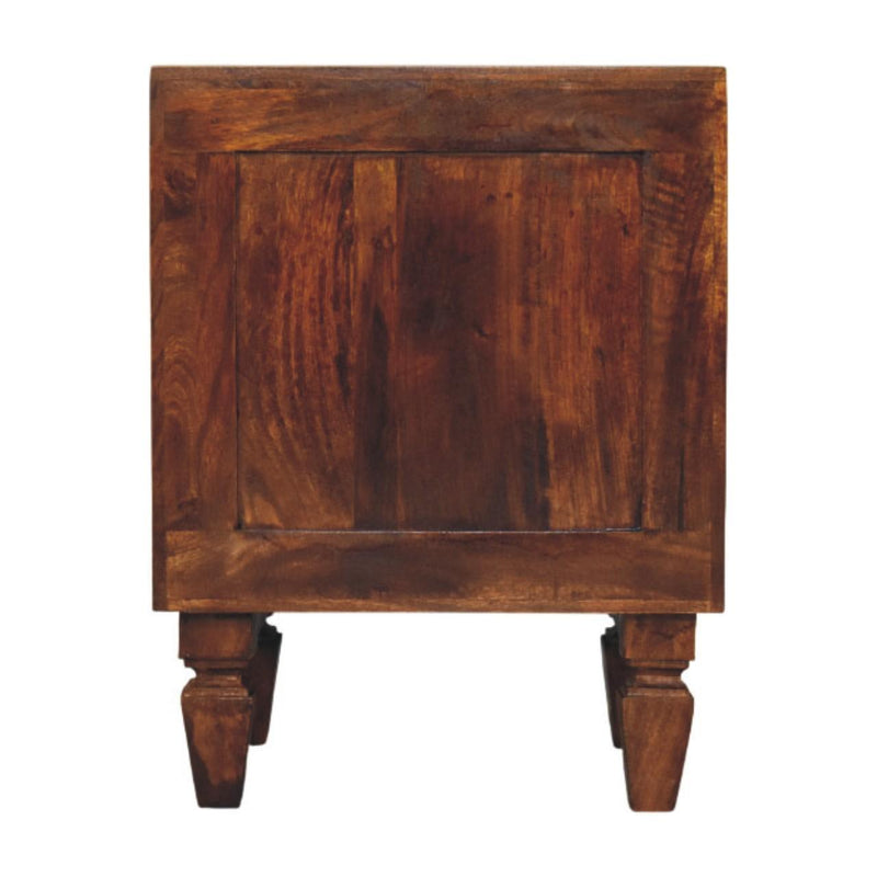 Solid Wood Ribbed Texture Two Drawer Nightstand (738439) - Brown