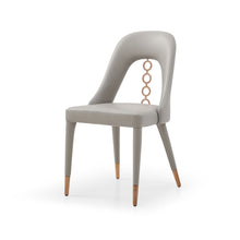 Load image into Gallery viewer, Faux Leather Dining Side Chairs With Rose Accents (Set of 2) - Light Gray
