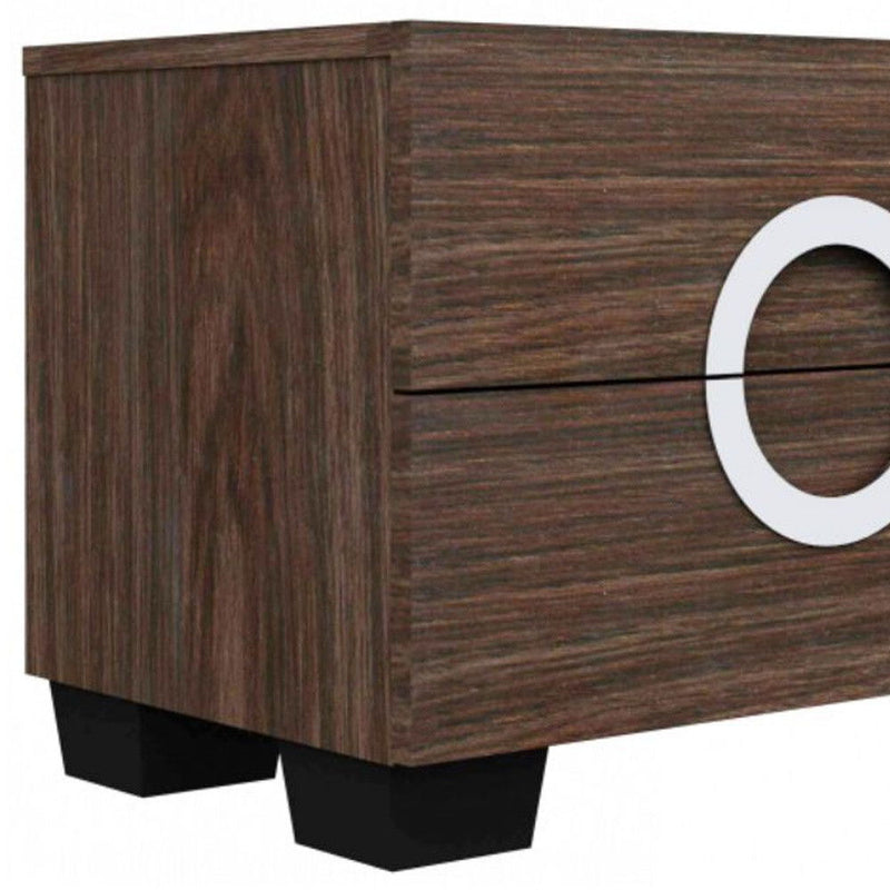 Two Drawers Manufactured Wood Mirrored Nightstand - Brown