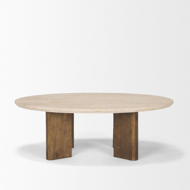 Oval Coffee Table - Beige / Brown / Stone