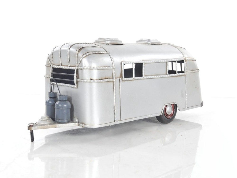 Hand Painted Camping Trailer Model Car - Silver