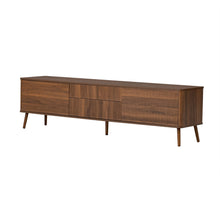Load image into Gallery viewer, Fluted TV Stand With Storage Drawers And Cabinets For TVs Up To 80", Soft-Close Hinges, Cable Management - Walnut
