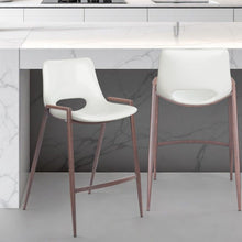 Load image into Gallery viewer, Steel Low Back Counter Height Bar Chairs (Set of 2) - White And Brown
