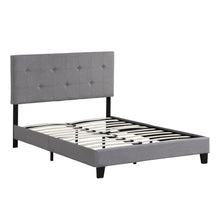Load image into Gallery viewer, Queen Size Upholstered Platform Bed Frame With Button Tufted Linen Headboard, No Box Spring Needed, Wood Slat Support - Gray
