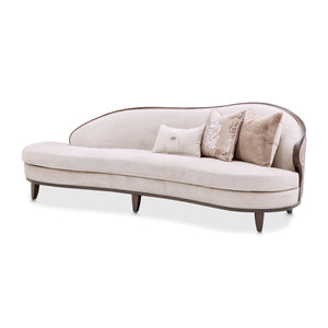 Camellia Field - Asymmetrical Velvet Sofa - Beige / Dark Brown