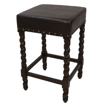 Load image into Gallery viewer, Faux Leather Backless Counter Height Bar Chair With Footrest 24" - Black And Espresso

