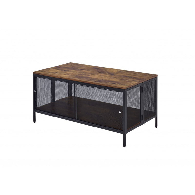 Rectangular Coffee Table With Shelf - Black And Antique Oak