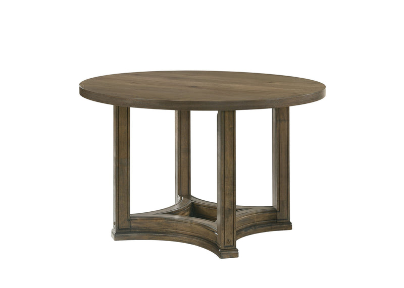 Solid Wood Frame Base Round Top Dining Table - Oak