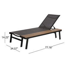 Load image into Gallery viewer, Waterloo - Chaise Lounge With Attached Wood Side Table (Set of 2) Adjustable Eucalyptus Wood And - Gray / Black
