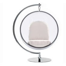 Load image into Gallery viewer, 42" Acrylic And Faux Leather Balloon Chair - White And Silver
