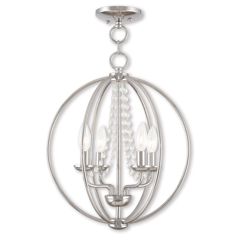 19" Four Light Dimmable Chandelier With Shades - Silver