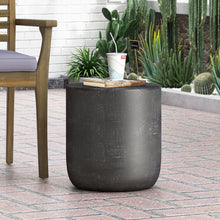 Load image into Gallery viewer, Outdoor Lightweight Concrete End Table With Natural Texture - Matte Black
