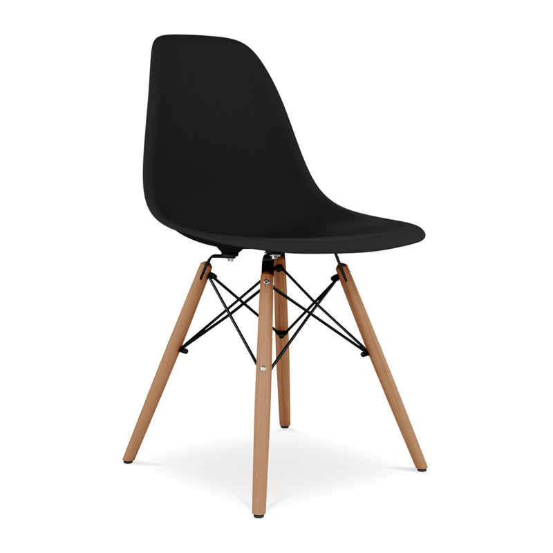 Heavy Duty Plastic Wood Dining Side Chair - Black