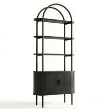 Load image into Gallery viewer, Four Tier Arched Etagere Bookcase With Two Doors - Black
