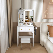Load image into Gallery viewer, Modern Small Vanity Desk With 3 LED Lighting Modes, 3 Drawers
