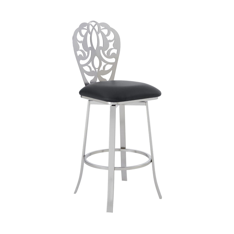Iron Swivel Bar Height Bar Chair - Black And Silver