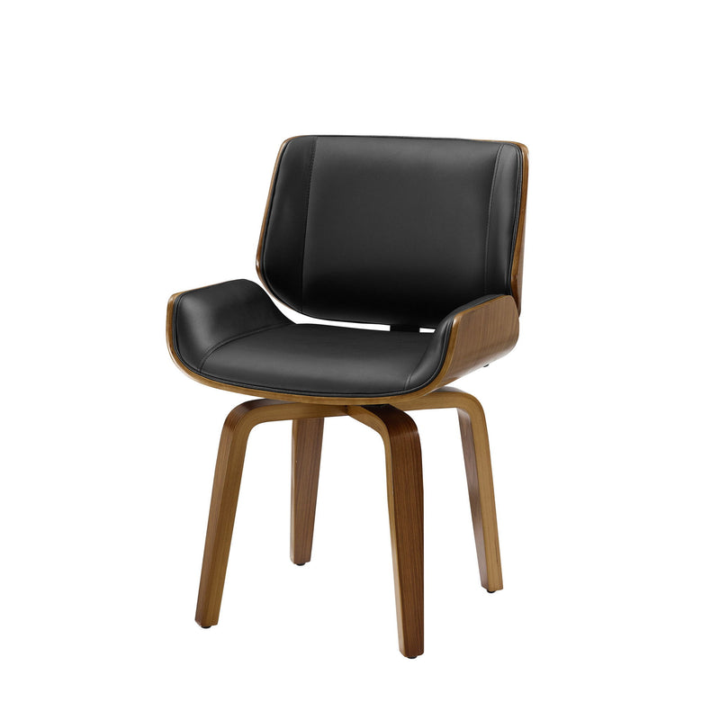 Upholstered Faux Leather Curved Back Dining Side Chair - Black