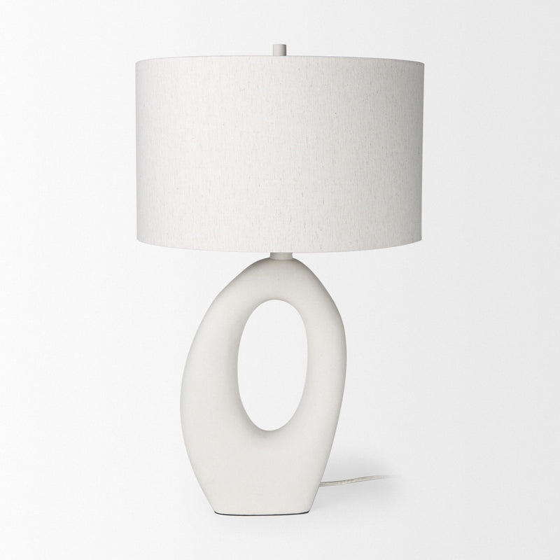 Novelty Table Lamp With Drum Shade - White