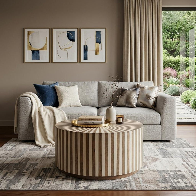 Solid Wood Round Solid Coffee Table - Brown