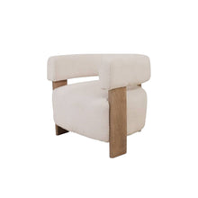 Load image into Gallery viewer, 31" Boucle And Solid Wood Arm Chair - White / Brown
