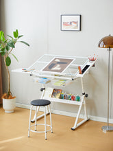 Load image into Gallery viewer, Adjustable Tempered Glass Drafting Printing Table With Chair

