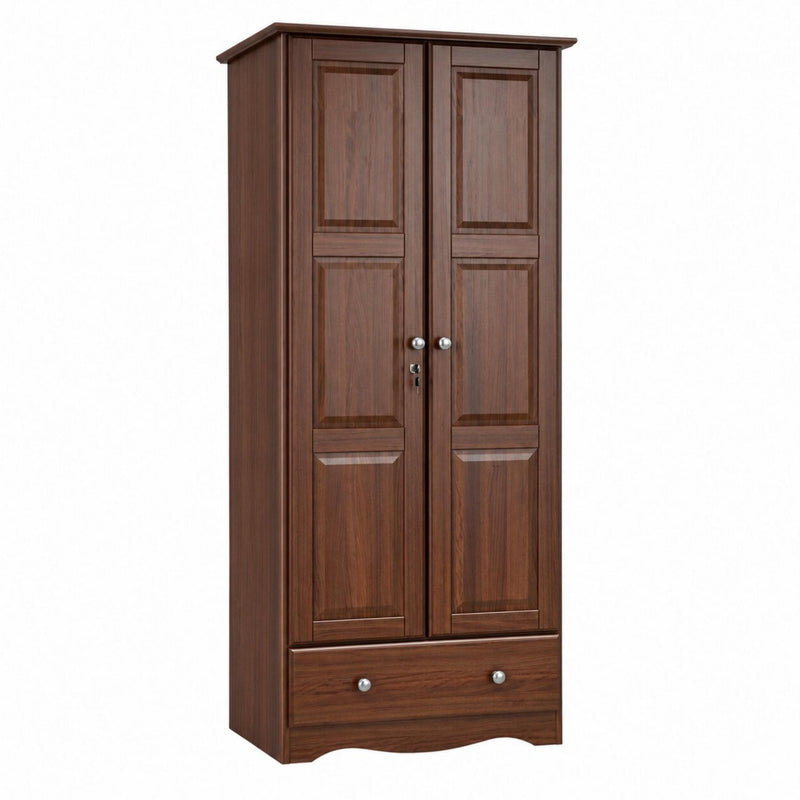 Solid Wood Two Door Single Drawer Combo Dresser (762942) - Coffee