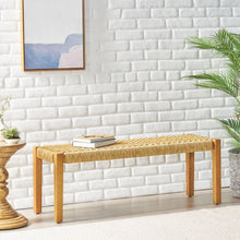 Load image into Gallery viewer, Angie - Bench Outdoor Seating Acacia Wood Faux Rattan - Teak
