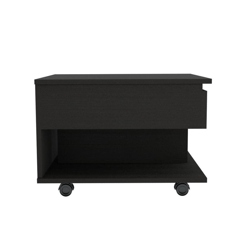 Manufactured Wood Rectangular Lift Top Coffee Table With Drawer - Black