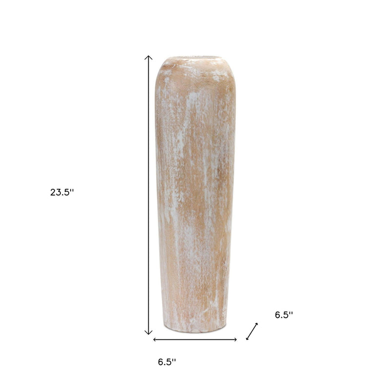 Round Floor Vase - Brown / White