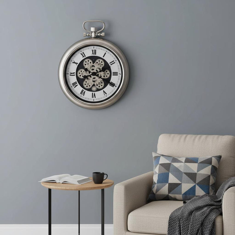 Skeleton Exposed Gear Pocket Watch Wall Clock - Champagne / White / Black