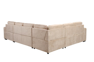 123" Oversized Sectional Sofa with Storage Chaise, U Shaped Sectional Couch with 4 Throw Pillows for Large Space Dorm Apartment. Beige