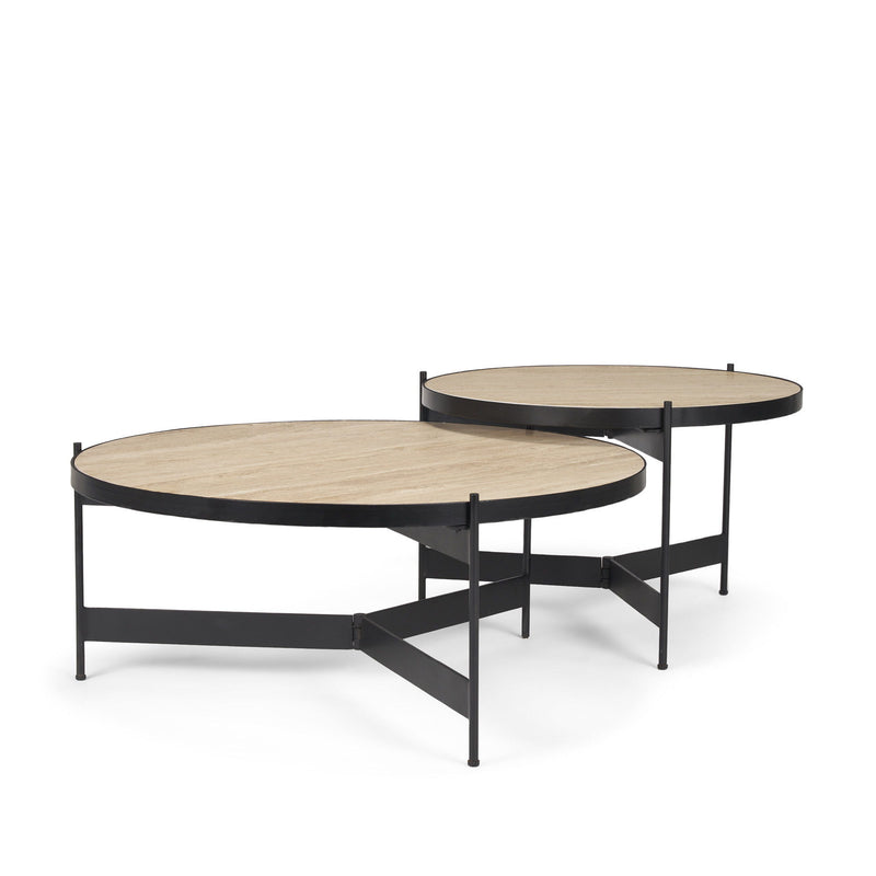 Round Nested Tables (Set of 2) - Beige / Black