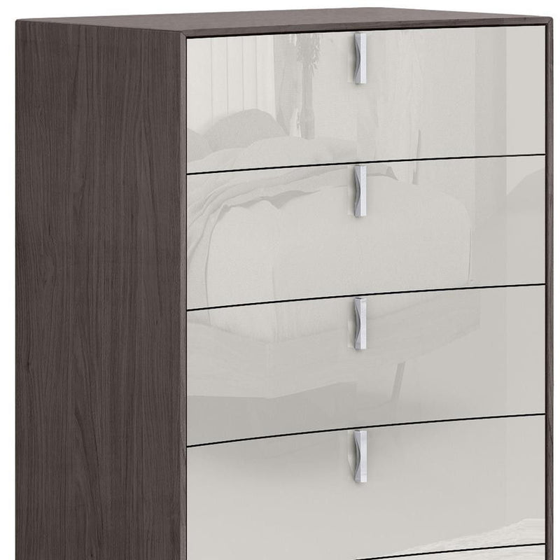 31" Wood Five Drawer Gentlemens Chest - Brown / Beige