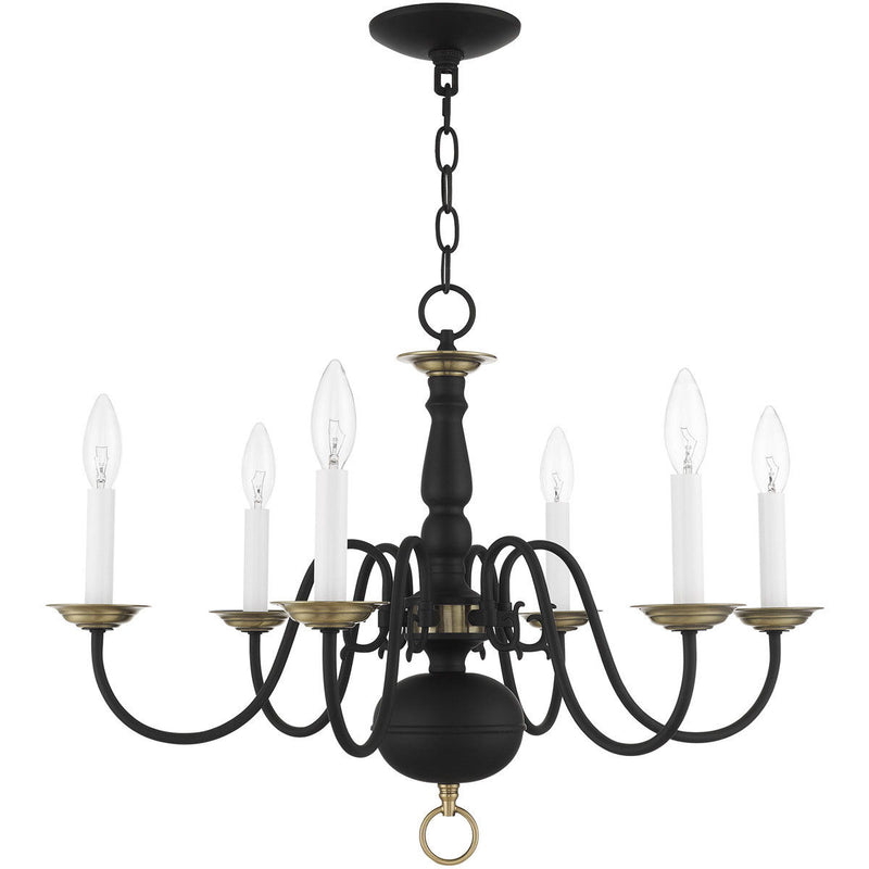 18" Six Light Dimmable Chandelier With Shades - Black