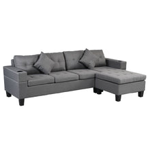Load image into Gallery viewer, Modern Sectional Sofa Set With L Shape Chaise Lounge, Cup Holder, 4 Seat - Gray
