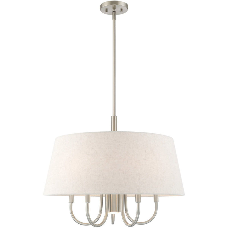 22'' 6 Light Dimmable Chandelier With Shades - Nickel
