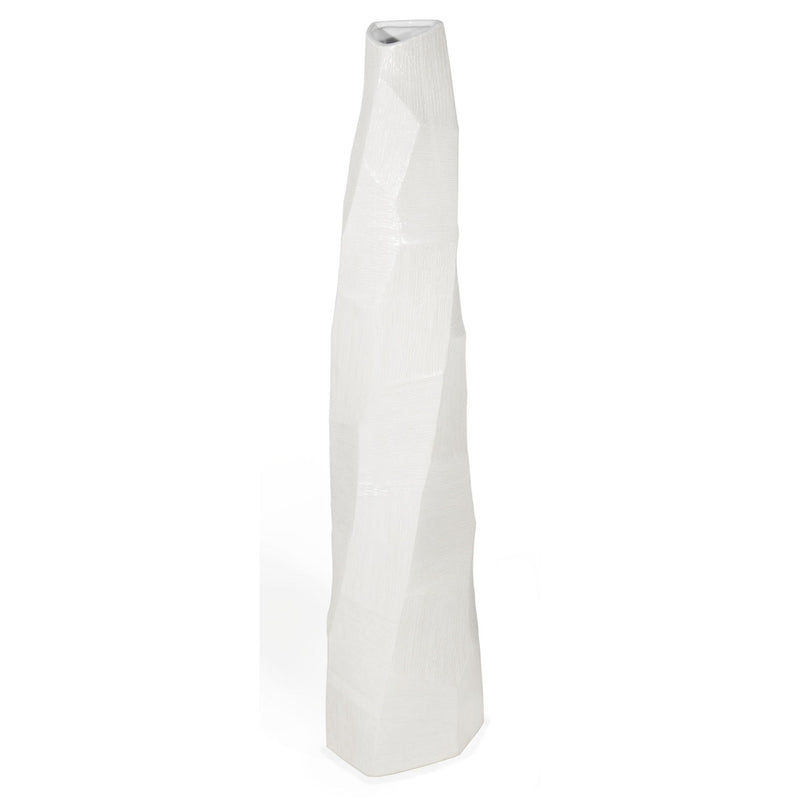 Faceted Geometric Floor Vase - White