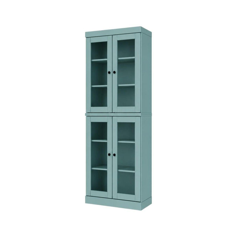 Solid Wood Adjustable Six Tier Library Bookcase With Four Doors (745694) - Aqua