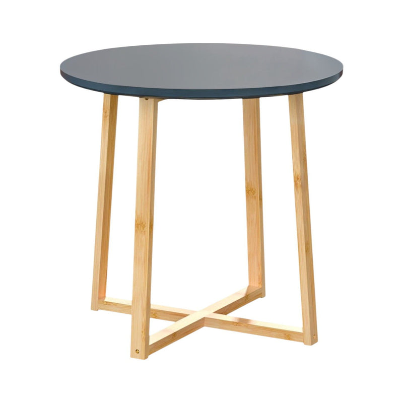 20" Solid Wood Round Cross Legs End Table - Gray And Natural